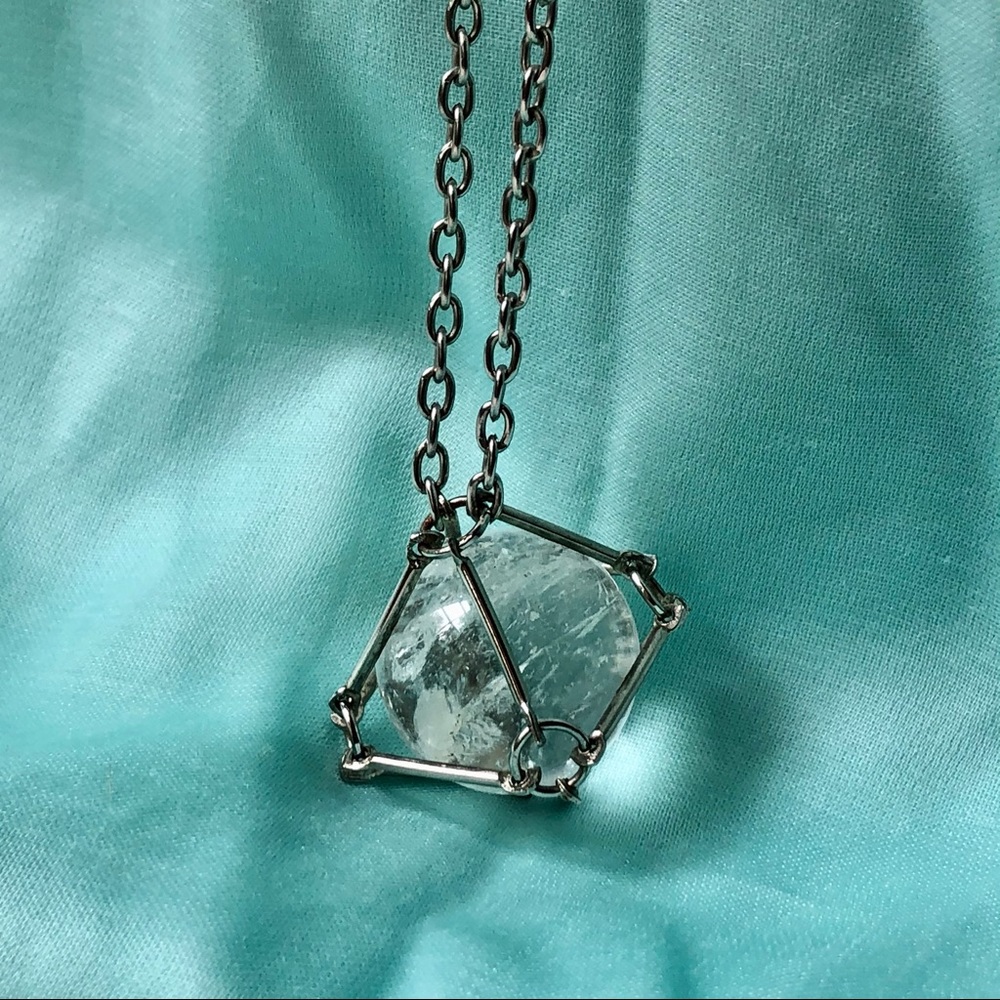 Genuine Caged Quartz Crystal Ball Necklace 🔮 - Picture 6 of 7